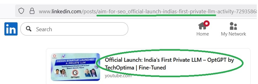 LinkedIn for SEO - url slug.
