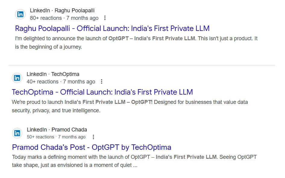 LinkedIn for SEO - search results.