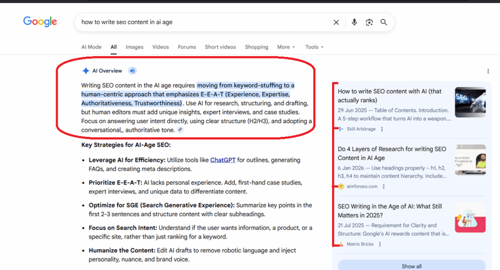 how ai overview picks content and summarize the answer
