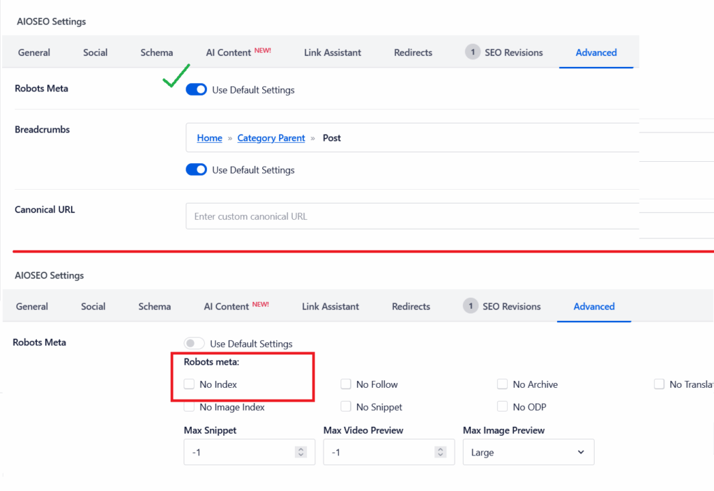How to check if a page is not indexed