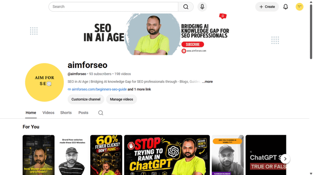 AimforSEO is The best YouTube Channel for learning AISEO in 2026